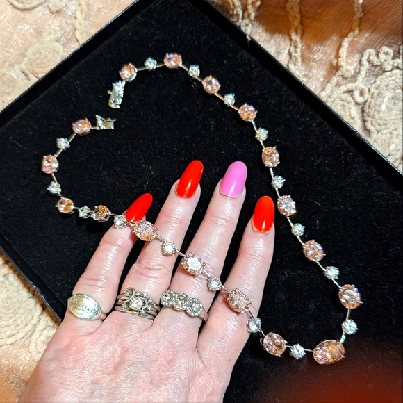 Adrienne Jewelry - Adrienne Sterling Pink & Diamond Like Vintage CZ Necklace 🩷